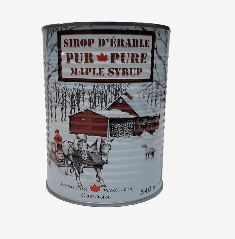 Une canne de sirop d'\u00e9rable de L'\u00c9rabeille.