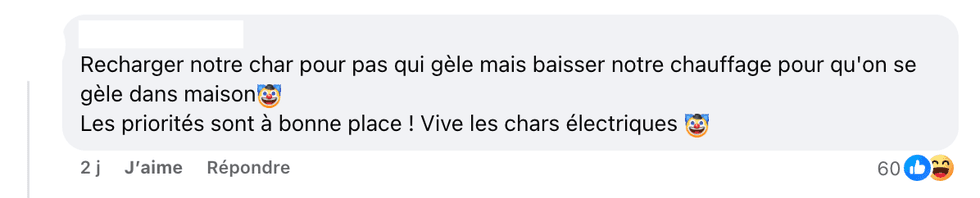 Une capture d'\u00e9cran de commentaires sous la publication d'Hydro-Qu\u00e9bec