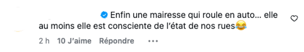 Une capture d'\u00e9cran sous la vid\u00e9o de la mairesse de Montr\u00e9al.