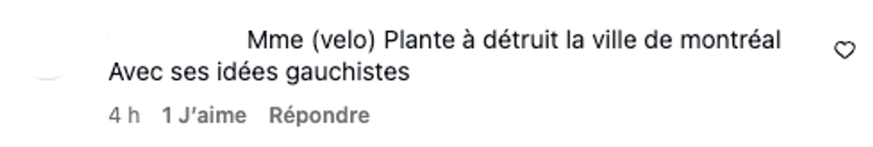 Une capture d'\u00e9cran sous la vid\u00e9o de la mairesse de Montr\u00e9al.