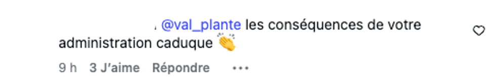 Une capture d'\u00e9cran sous la vid\u00e9o de la mairesse de Montr\u00e9al.