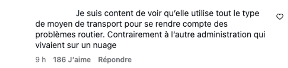 Une capture d'\u00e9cran sous la vid\u00e9o de la mairesse de Montr\u00e9al.