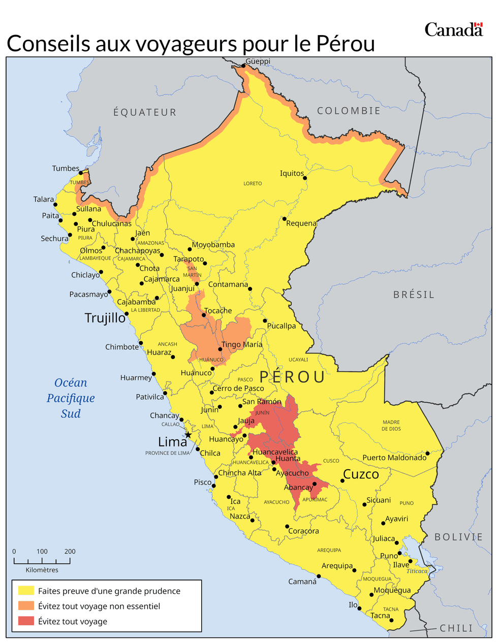 Une carte du P\u00e9rou.