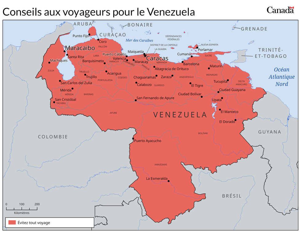 Une carte du Venezuela.