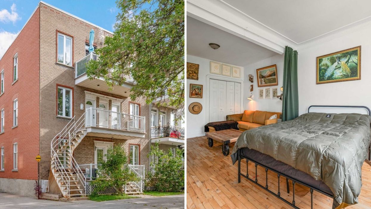 Une devanture de plex. Droite : une chambre.