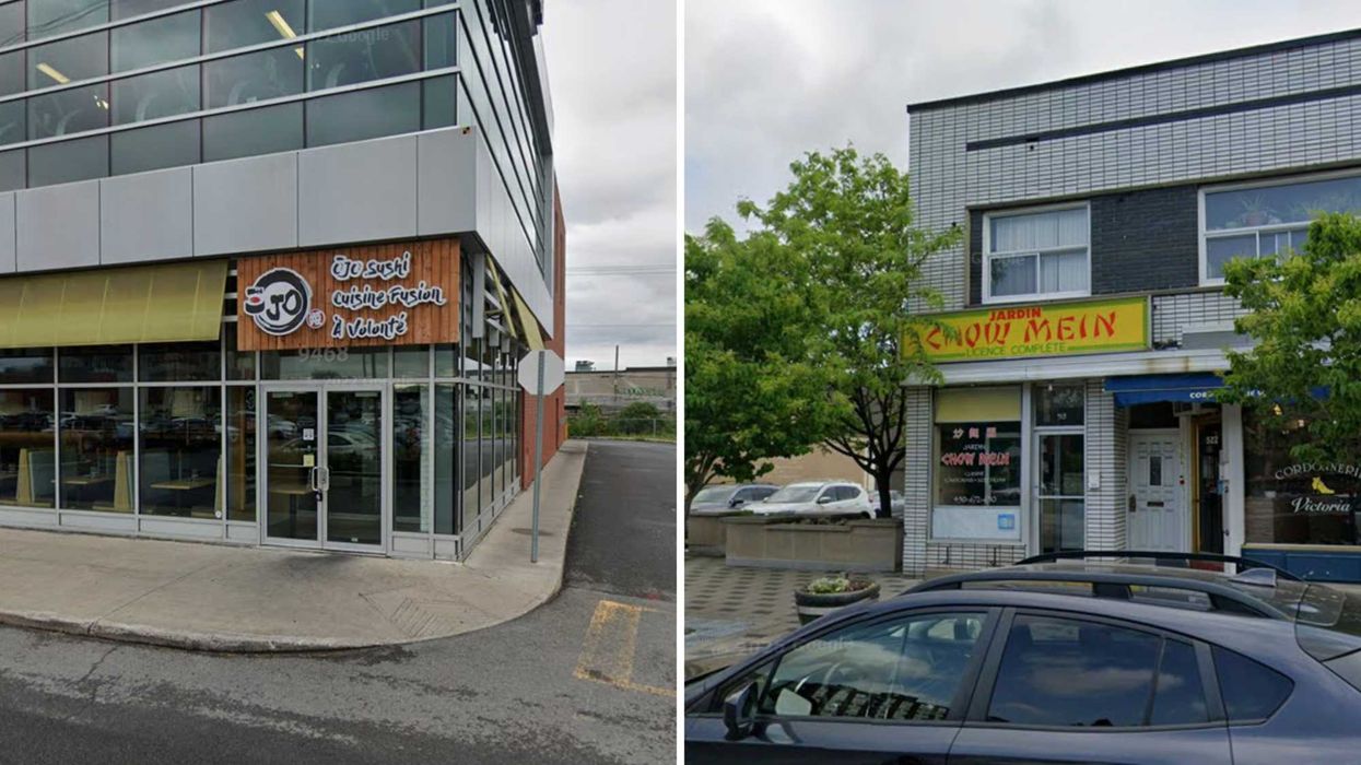 Une devanture de restaurant. Droite : une devanture de resto.