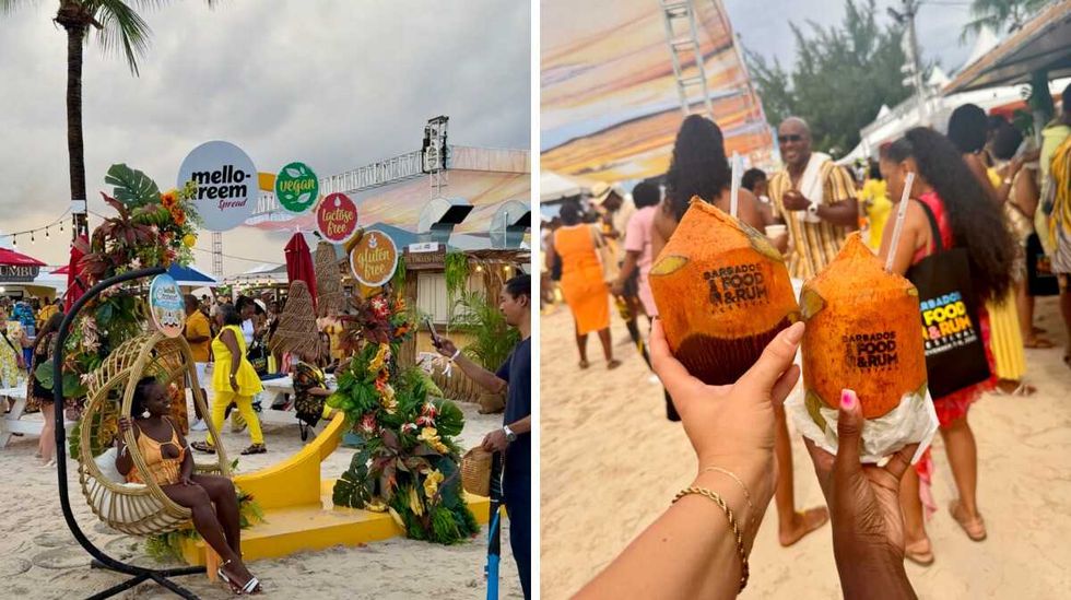 Une femme au Food and Rum Festival 2025. Droite : des cocktails du Food and Rum Festival 2025.