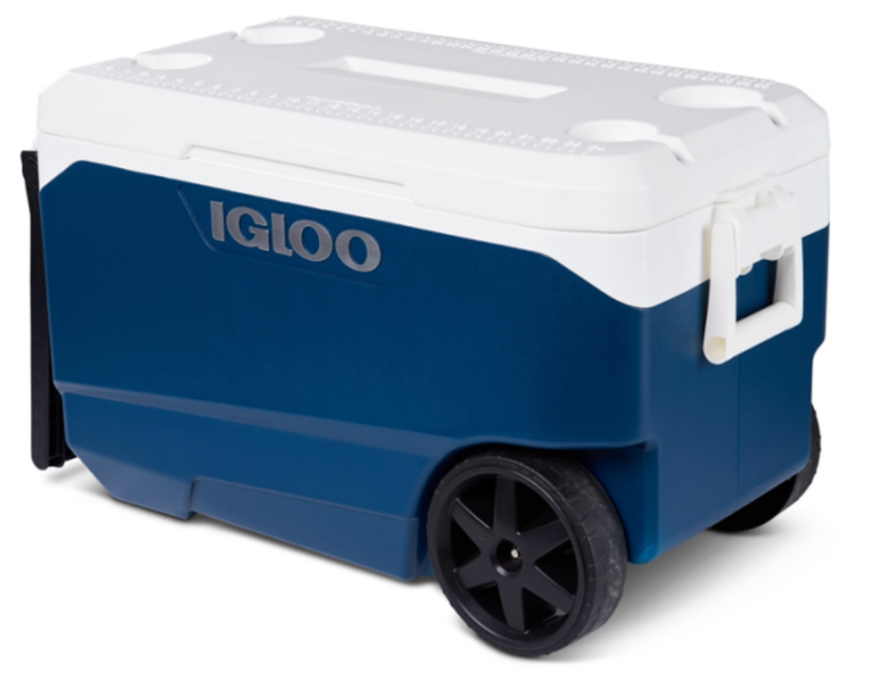 Une glaci\u00e8re Flip & Tow de la marque Igloo.