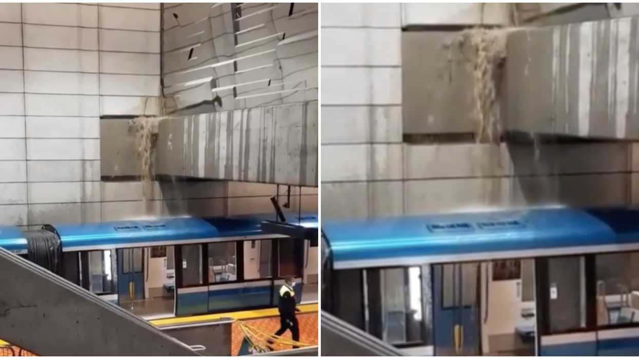 Une infiltration d'eau à la station Lionel-Groulx à Montréal a causé des dégâts (VIDÉO)