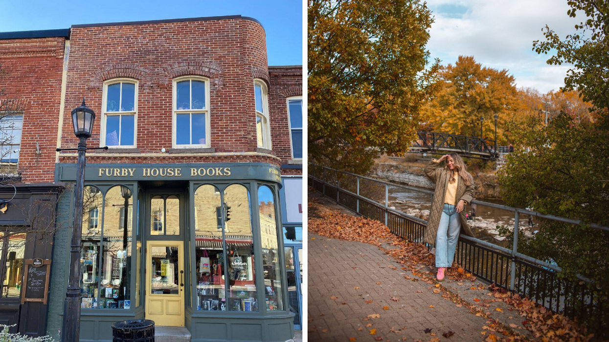 Une librairie à Port Hope. Droite : Une personne à Port Hope.