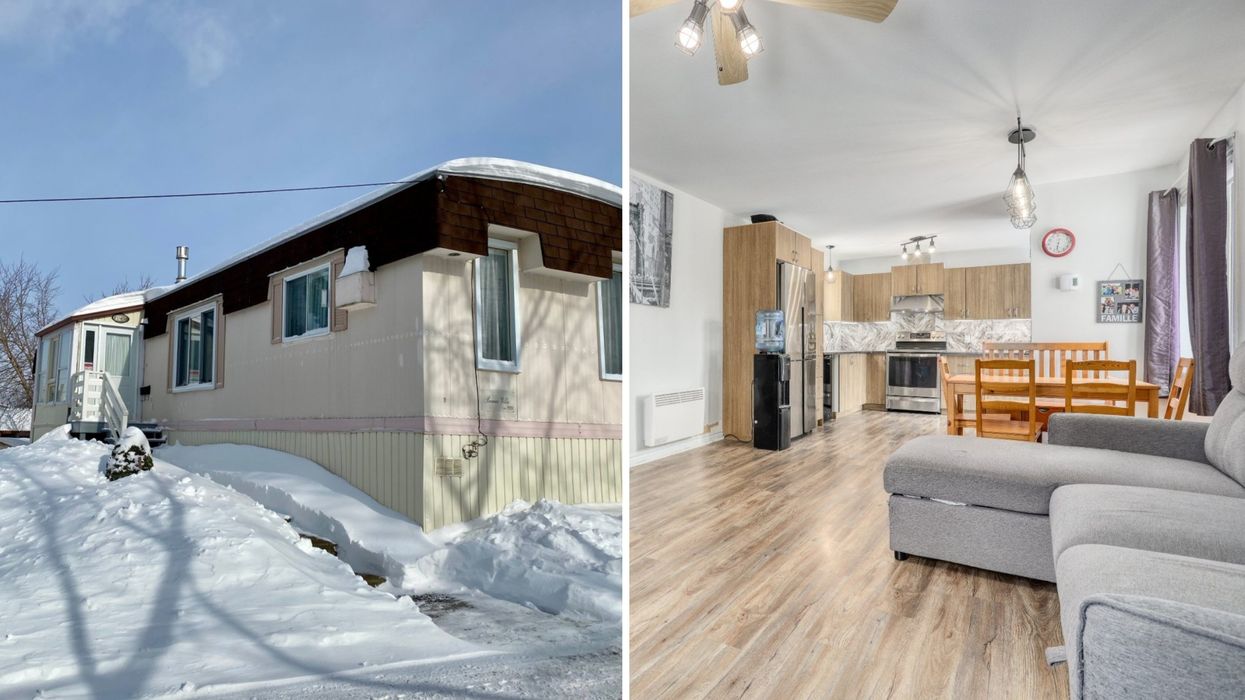 Une maison. À droite : Une cuisine.