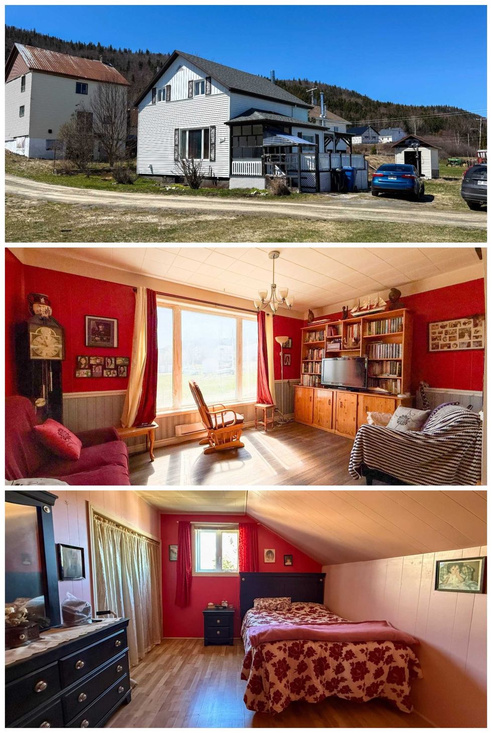 Une maison. Centre : une salon. Bas : une chambre \u00e0 coucher.