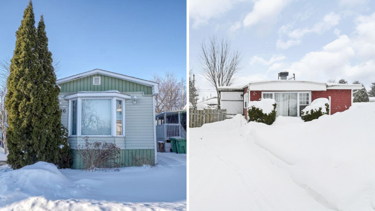 Une maison mobile à Montréal. À droite : une maison mobile.