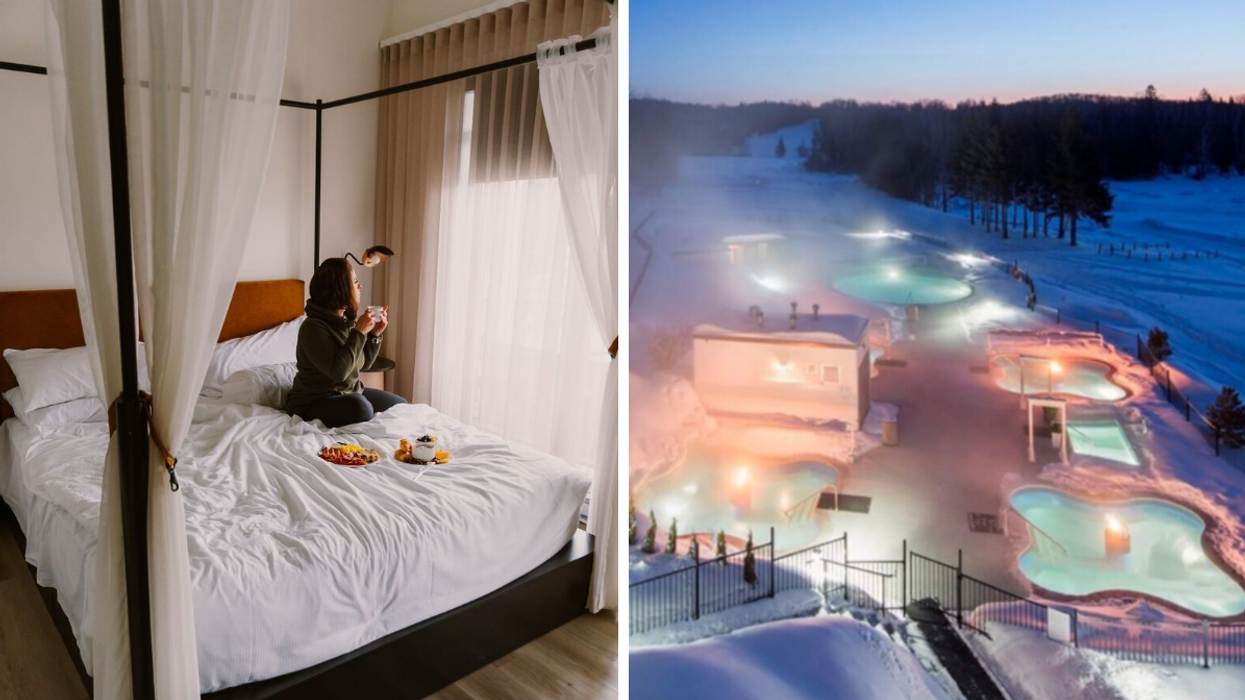 Une personne à l'Estérel Resort. Droite : Le spa Lido Thermal de l'Estérel Resort.