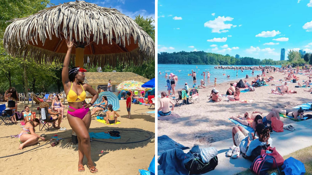 Une personne à la plage de Saint-Zotique. Droite : La plage de Verdun.