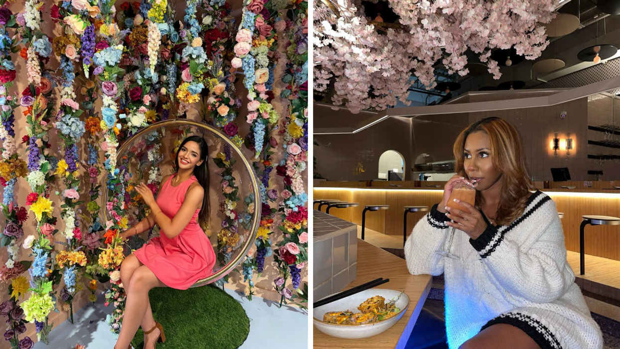 Une personne au Musée Imaginarium. Droite : Une personne au Blossom.