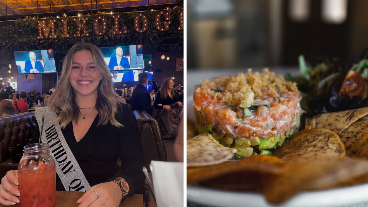 Une personne fêtant sa fête au Shaker. Droite : Une assiette de