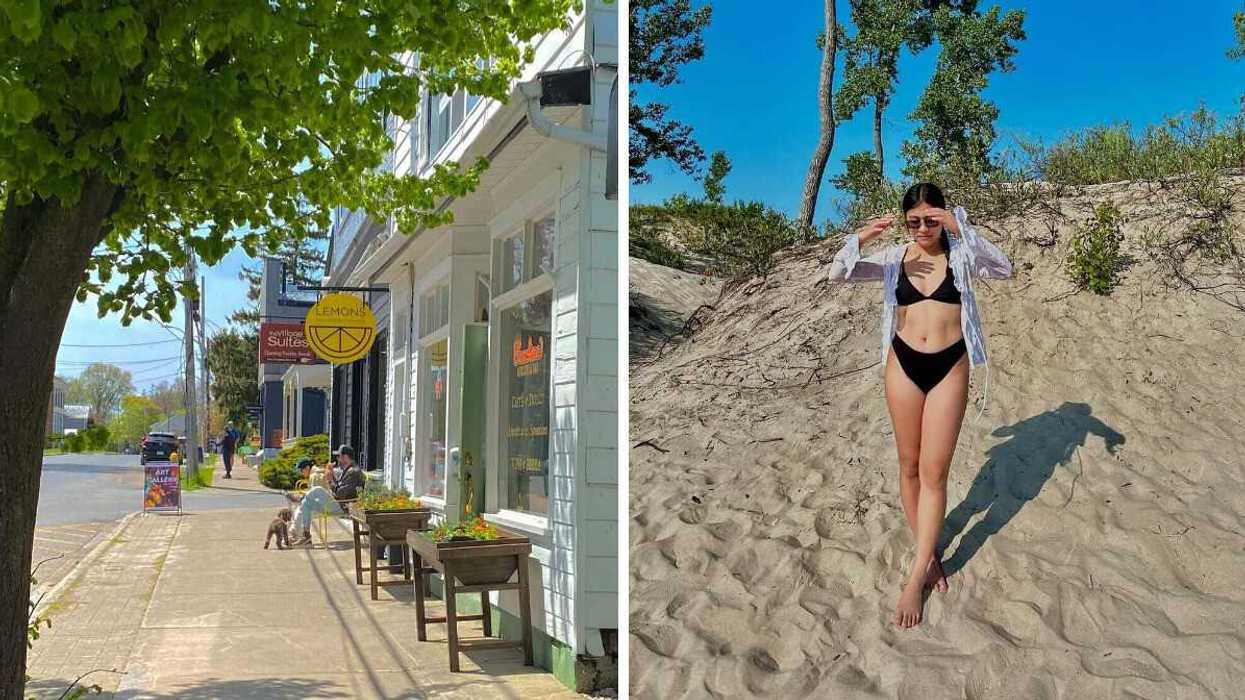 Une petite ville de l’Ontario. Droite : une plage en Ontario.