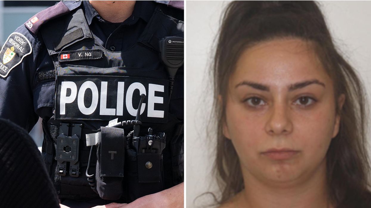 Une police. Droite : Katherine Bergeron-Pinzarrone