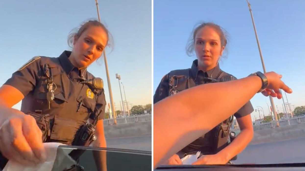 Une policière du SPVM. Droite : 'une policière du SPVM.