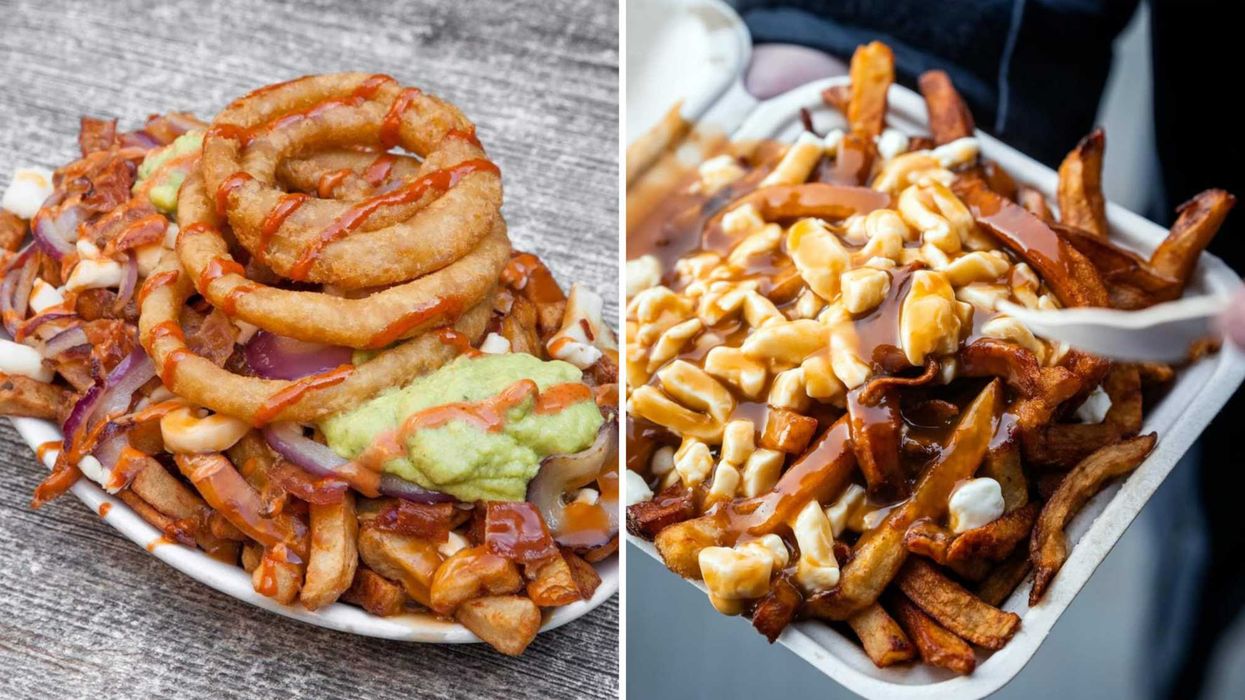 Une poutine. Droite : une poutine.