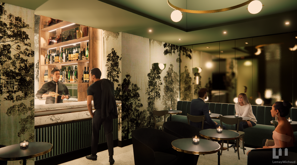 Une section du hall alimentaire plus tamis\u00e9e et intime.