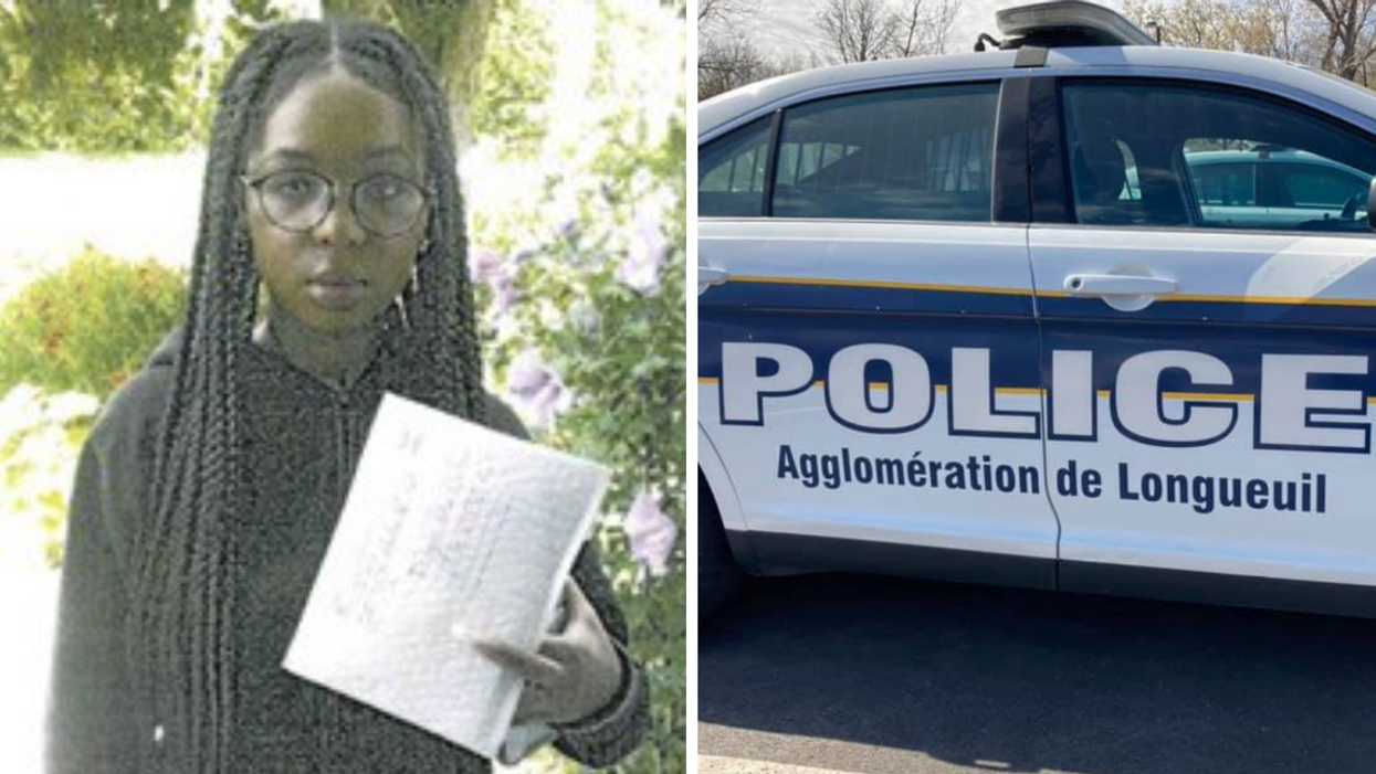 Une suspecte de fraude. Droite : La police de Longueuil.