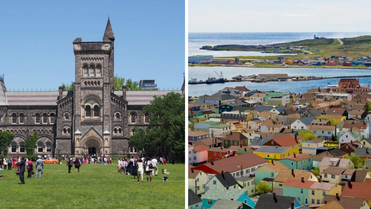 University of Toronto. Right: The French overseas territory of Saint-Pierre & Miquelon.