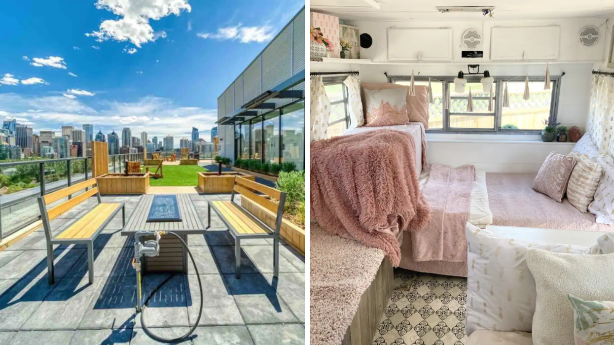 Upscale Industrial Loft. Right: Glamping In An RV.