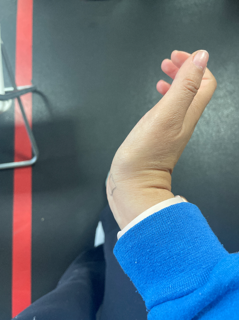 Using the inner part of my hand to strike.