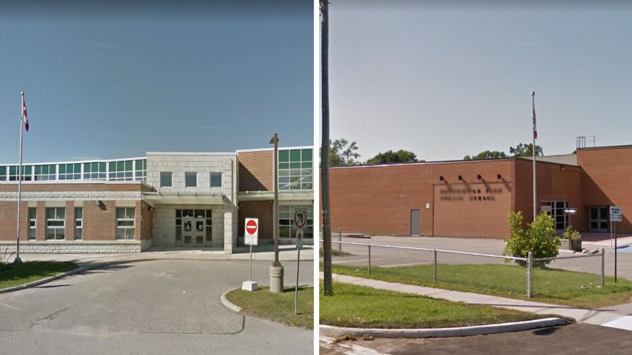 Uxbridge Secondary School. Right: Southwood Park Public School