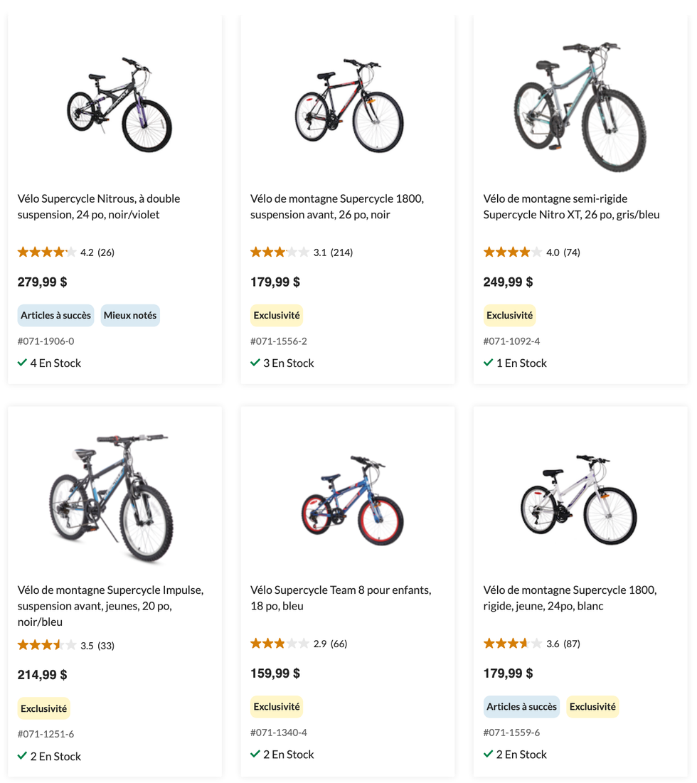 V\u00e9los Supercycle du Canadian Tire.