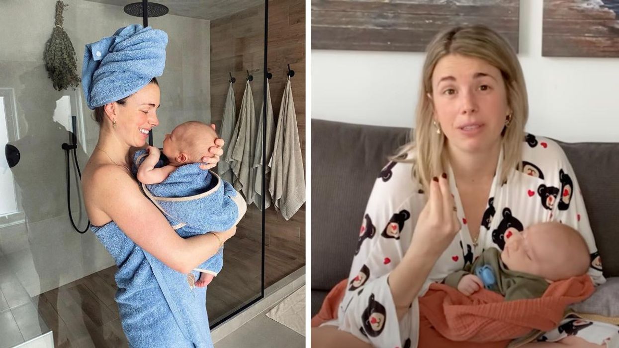 Vahiné Lefebvre avec son bébé. Droite : Vahiné Lefebvre avec son bébé.