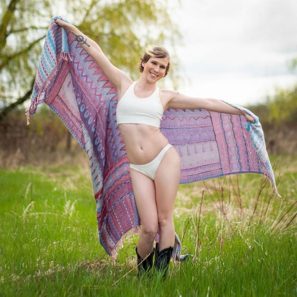 Valerie models Juniper & Eve underwear.