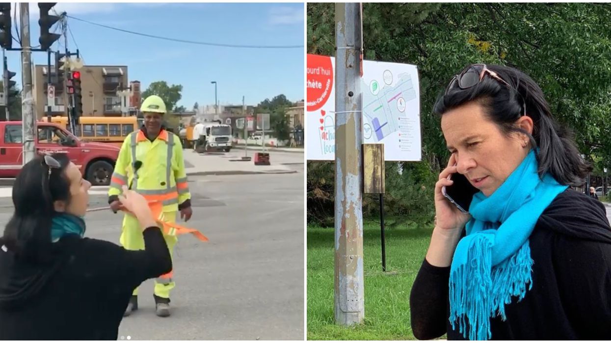 Valérie Plante intervient elle-même sur un chantier dangereux durant sa balade à vélo
