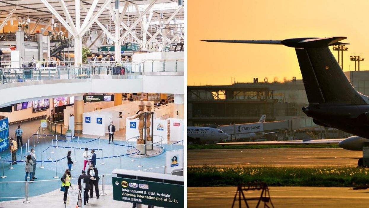 Vancouver Airport. Right: Moscow Airport.