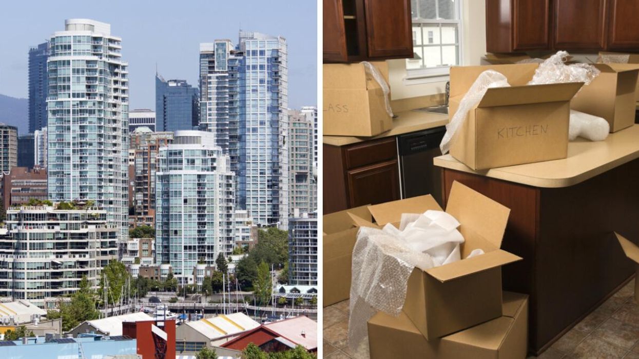 Vancouver apartments. Right: Moving boxes.