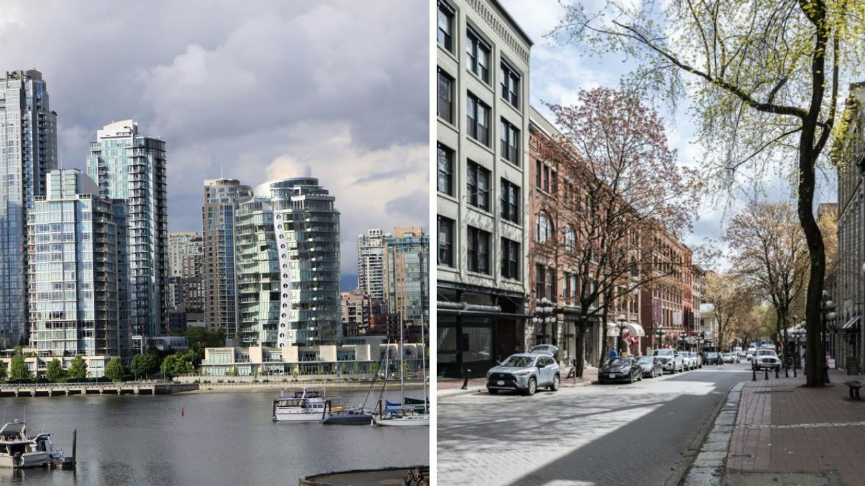 Vancouver, B.C. Right: A street in Vancouver, B.C.