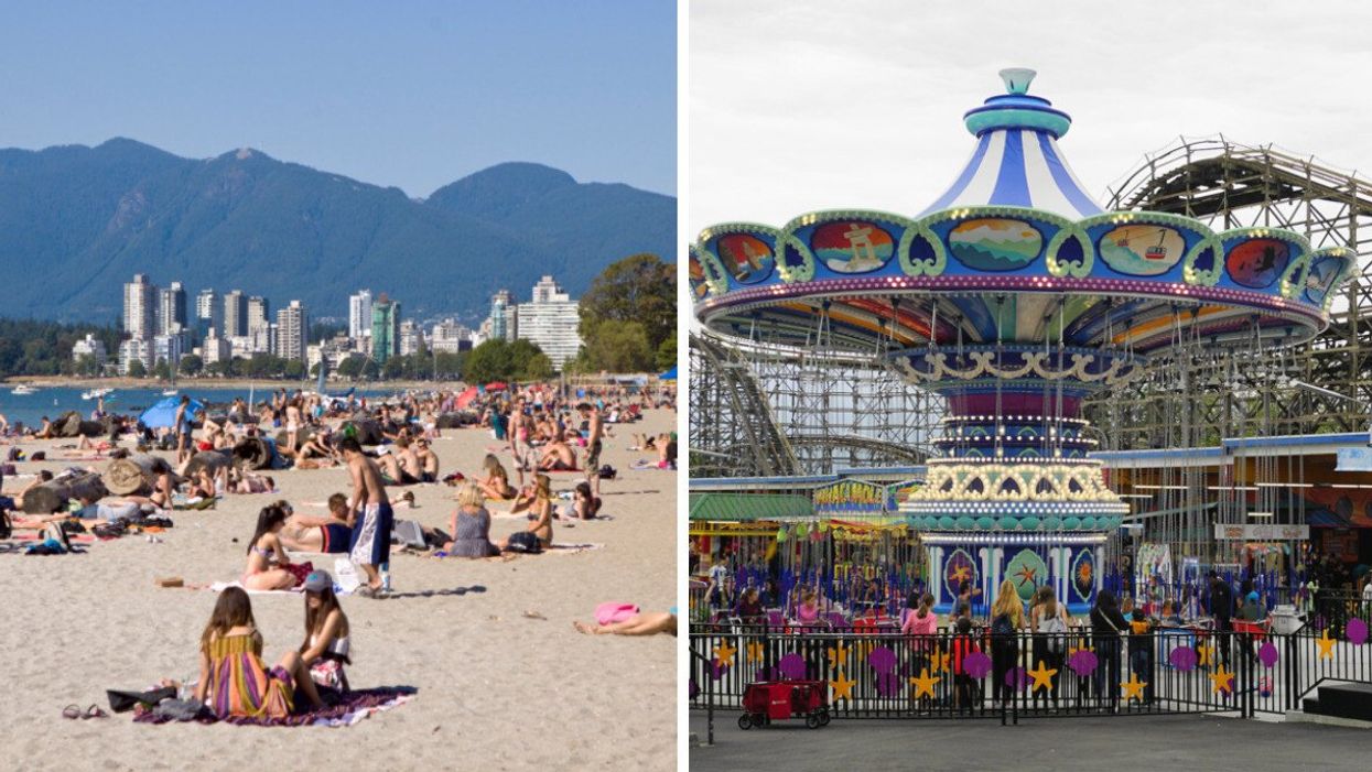 Vancouver beach. Right: Playland, Vancouver.