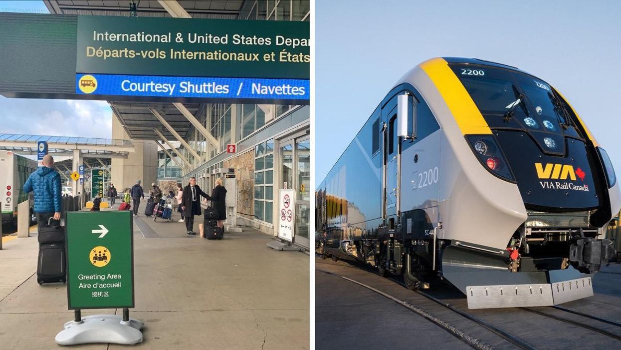 Vancouver International Airport. Right: VIA Rail train.