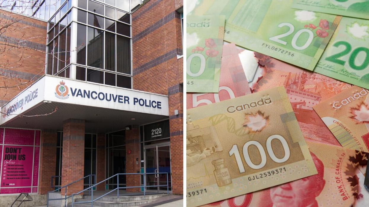 Vancouver police department. Right: Canadian money.