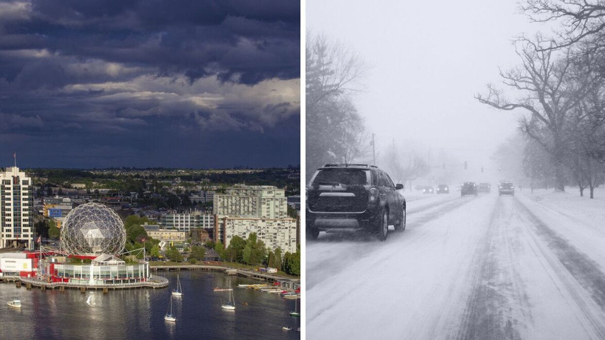 Vancouver storm. Right: A snow storm.