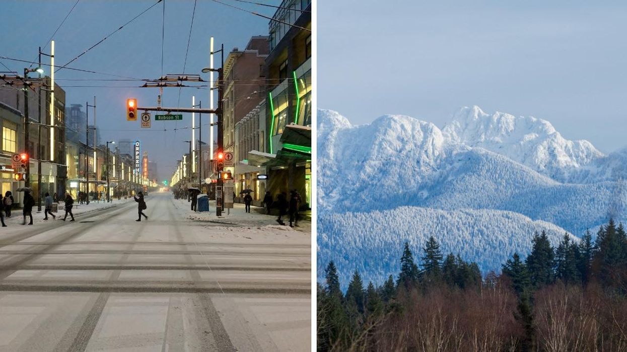 Vancouver street. Right: A mountain in B.C.