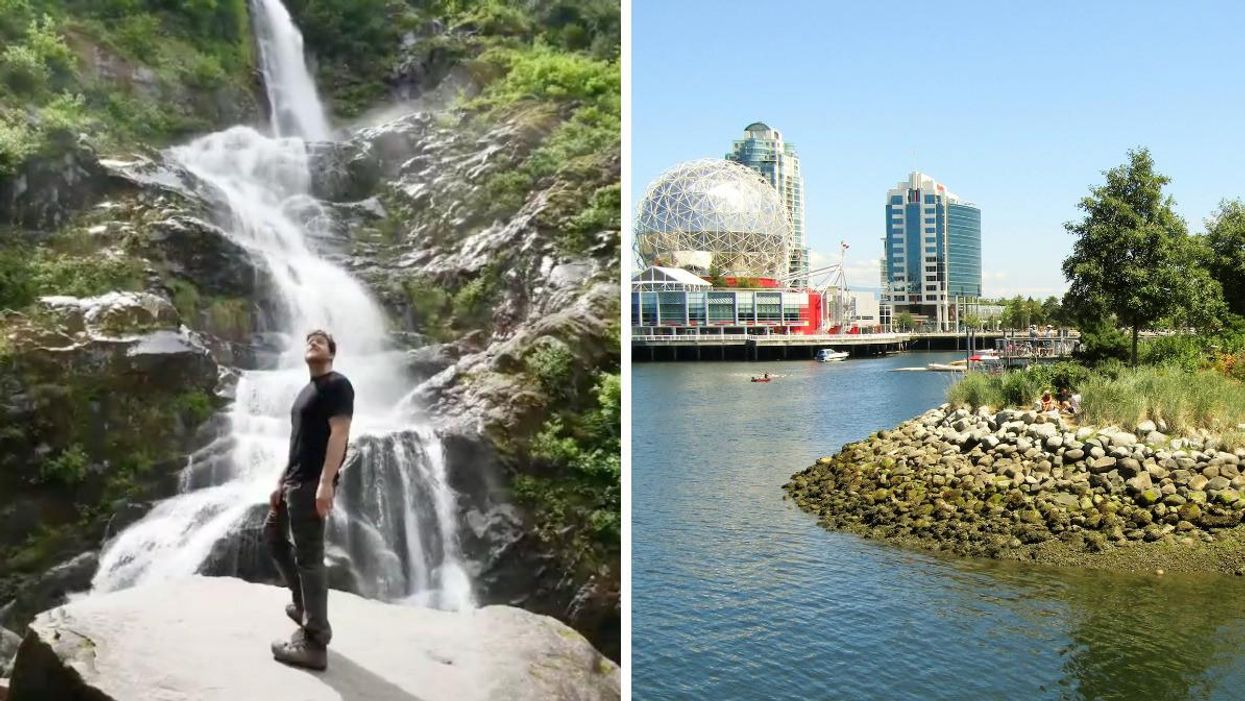 Vancouver TikToker, @davidlikescrypto. Right: Habitat Island in Vancouver, B.C.