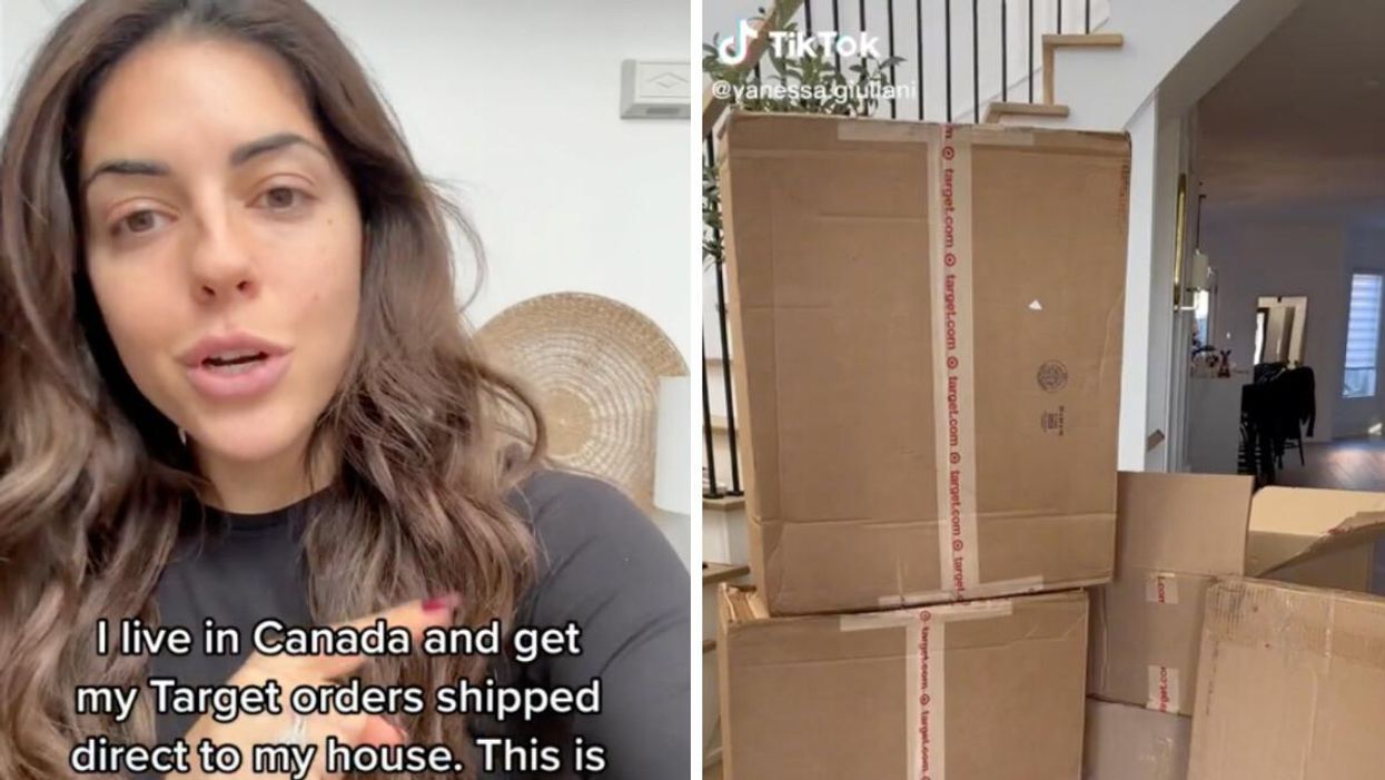 Vanessa Giuliani making a TikTok about ordering Target products to Canada.