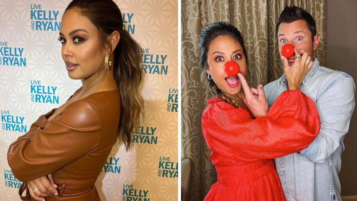 Vanessa Lachey. Right: Vanessa Lachey and her husband and co-host of Love Is Blind Nick Lachey.