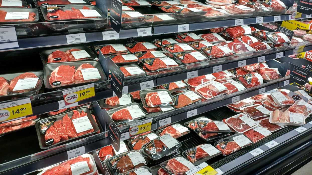 various beef products on display at grocery store in canada