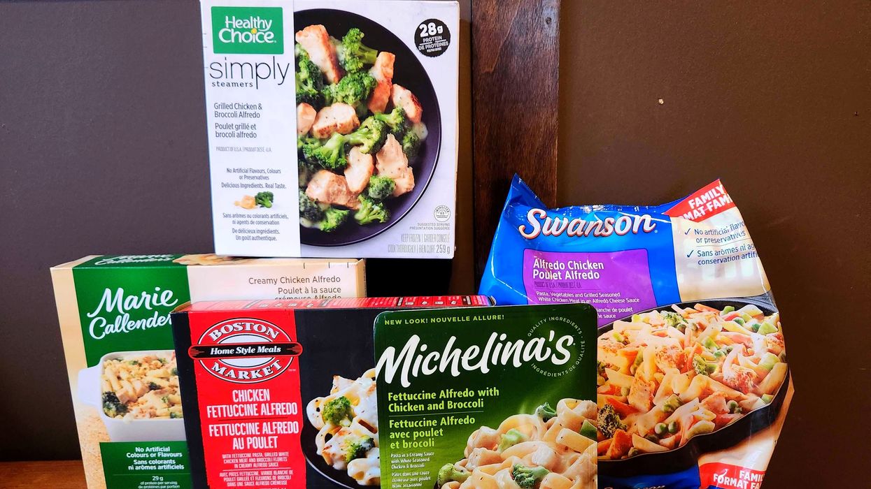 Various frozen chicken broccoli Alfredo's.