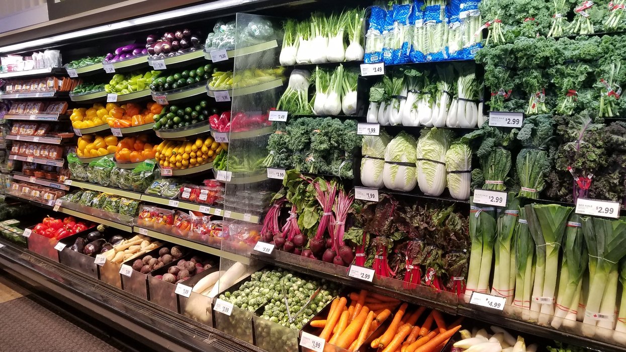 Vegetables at a grocery store in Canada (illustrative).