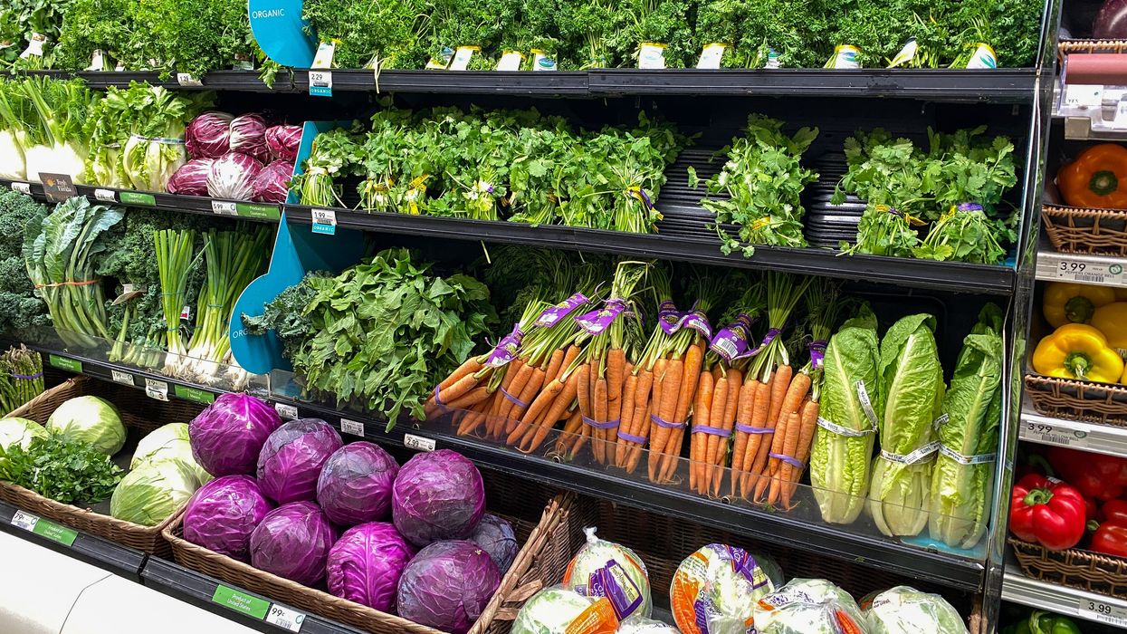 Vegetables on display at a grocery store.
